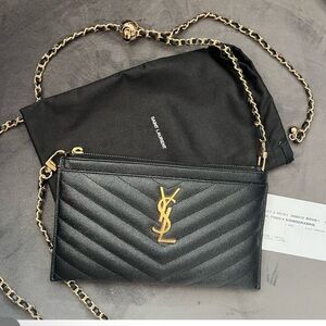 Yves Saint Laurent Black and Gold Crossbody Bag